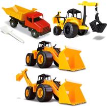 Tratores Retroescavadeira Escavadeira Agro Caminhão Basculante Grande Brinquedo 4 Peças Tratores Retroescavadeira Escavadeira Agro Caminhão Basculante Grande Brinquedo 4 Peças