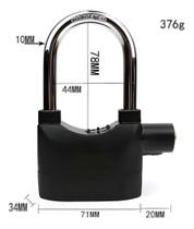 Trava Antifurto Cadeado P/ Moto C/ Alarme Sonoro 3 Chaves Prova Dágua