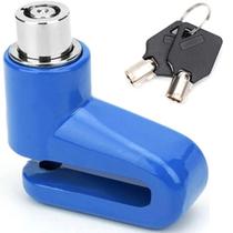 Trava Azul Chave - Moto - Mobilete - Bicicleta - Trava Disco