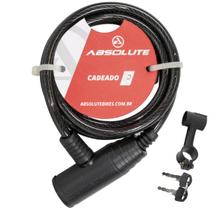 Trava Cadeado Absolute Cabo 12mm 1,0mt Espiral Chave Preto Trava Cadeado Absolute Cabo 12mm 1,0mt Espiral Chave Preto