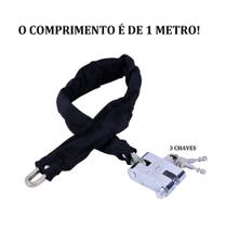 Trava de aço multiuso com Corrente de 1 Metro, antirroubo com 3 chaves