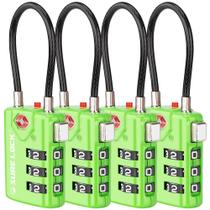 Trava de Bagagem Sure Lock - Aprovada pela TSA - Pacote com 4 (Verde)