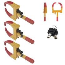 Trava de Pneu Universal Kit 3 Uni Bloqueador De Roda Carro Moto Antifurto Roubo Seguranca Reboque Veiculo Auto