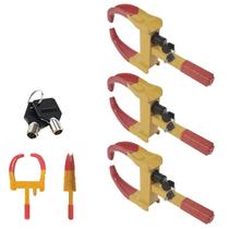 Trava de Pneu Universal Kit 3 Uni Bloqueador De Roda Moto Carro Antifurto Roubo Seguranca Reboque Auto Veiculo