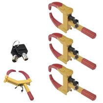 Trava de Pneu Universal Kit 3 Uni Bloqueador De Roda Moto Carro Antifurto Seguranca Roubo Reboque Auto Veiculo