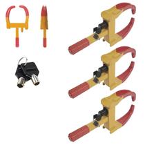 Trava de Pneu Universal Kit 3 Uni Bloqueador De Roda Moto Carro Seguranca Roubo Antifurto Reboque Auto Veiculo
