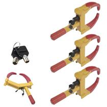Trava de Pneu Universal Kit 3 Uni Bloqueador De Roda Moto Carro Seguranca Roubo Antifurto Reboque Veiculo Auto