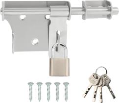 Trava de porta Alise Parafuso deslizante de 15 cm com cadeado de aço inoxidável Trava de porta Alise Parafuso deslizante de 15 cm com cadeado de aço inoxidável