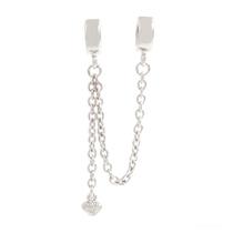 Trava de Segurança Coração Banhada a Ródio para Pulseiras