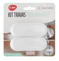 Trava de seguranca p/ gavetas e portas multiuso kit c/2 pçs