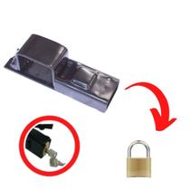 Trava Porta Cadeado P/ Portão Nº02 Tecnotrava 35x40mm Preto