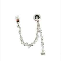 Trava Segurança Pulseira Berloques Coração Banhada Prata 925 Trava Segurança Pulseira Berloques Coração Banhada Prata 925