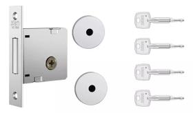 Trava Tetra Stam Fechadura Auxiliar 1004 Inox Roseta Redonda Trava Tetra Stam Fechadura Auxiliar 1004 Inox Roseta Redonda