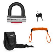 Trava U Disco Freio Cadeado Gp Tech C/ Cabo Lembrete