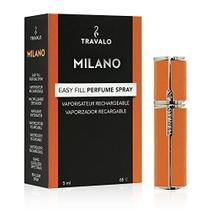 Travalo Milano Perfume Atomizer Travel Refill U-Change System TSA Aprovado Reutilizável hermético fácil enchimento mini pulverizador de bomba leve portátil vegano couro w / metal polido exterior shell laranja 0.17oz