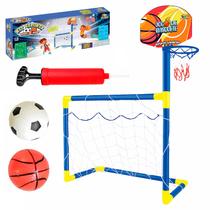 Trave 2 Em 1 Futebol Golzinho E Cesta Basquete Com Bomba Bola