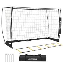 Trave de Futebol BaseGoal 183x122cm com Estrutura Dobrável e Escada