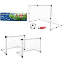 Trave Gol 2x1 Mini Futebol Infantil com Bola e Bomba Dm Toys DMT5937