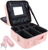 Travel Makeup Bag Train Case Cute Cosmetic Case Organizador Portátil Artist Storage Bag com Divisores Ajustáveis para Cosméticos Escovas de Maquiagem Joias Destiladas Acessórios digitais