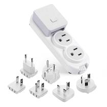 Travel Power Strip Ceptics PS-2U com conjunto de plugues adaptadores com USB