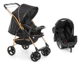 Travel System Galzerano Carrinho de Bebê Milano Reversível III 1019 Preto Golden