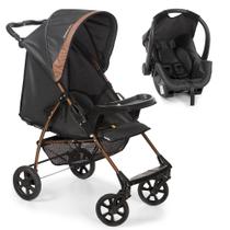 Travel System Galzerano Carrinho de Bebê Romano 1039 com Bebê conforto Cocoon Slim Preto e Cobre