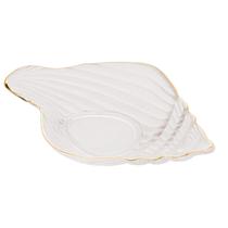 Travessa 20 x 12 cm de vidro concha e filete dourada Trompete Royal decor - 61487 Travessa 20 x 12 cm de vidro concha e filete dourada Trompete Royal decor - 61487