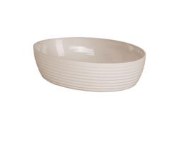 Travessa Alta Para Arroz Risoto Sobremesa Oval com Friso Laterais Servir Alimentos Mesa 28x19,5x6 cm - Paramount