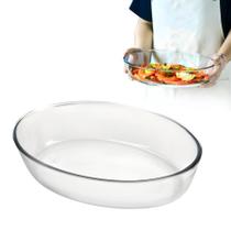 Travessa Assadeira de Vidro Borossilicato Oval Grande Forno Servir 3,2L