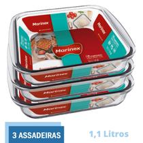 Travessa Assadeira Lasanheira 1,1L Quadrada Marinex - 3 Un Travessa Assadeira Lasanheira 1,1L Quadrada Marinex - 3 Un