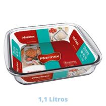 Travessa Assadeira Lasanheira 1,1L Quadrada Vidro Marinex