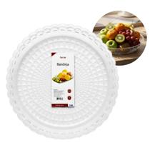 Travessa Bandeja Acrílica Grande Redonda Transparente Multiuso Organizadora Para Servir Frutas Café da Manhã Alimentos Travessa Bandeja Acrílica Grande Redonda Transparente Multiuso Organizadora Para Servir Frutas Café da Manhã Alimentos