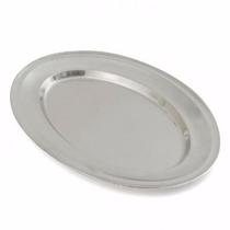 Travessa Bandeja Oval De Aço Inox 50 X 33 Cm
