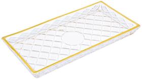 Travessa Bandeja Vidro Retangular Diamond Fio Ouro Lyor 5399