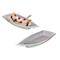 Travessa Barca Barquinha Pequena Açai Sushi Sorvete 22cm Branco - Três Triângulos