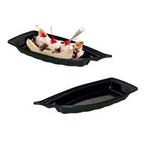 Travessa Barca Barquinha Pequena Açai Sushi Sorvete 22cm Preto