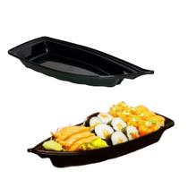 Travessa Barco Barca Média Reutilizável Açai Sushi 32cm Preto