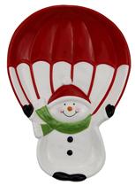 Travessa Boneco De Neve de Natal Ceramica Decoração 22cm - Zona Livre