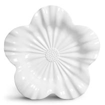 Travessa Campestre Flor em Cerâmica Branca Grande 43,5 cm