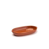 Travessa Cerâmica Refratária Porcelana Marrom Oval 250 Ml