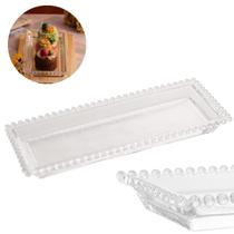 Travessa cristal oval pearl prato para doces frutas