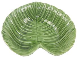 Travessa De Cerâmica Folha Verde Brilhante Bem Acabada 23Cm Travessa De Cerâmica Folha Verde Brilhante Bem Acabada 23Cm