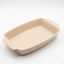 Travessa De Cerâmica Retangular Com Alça Gourmet Vai Ao Forno cor:AREIA Travessa De Cerâmica Retangular Com Alça Gourmet Vai Ao Forno cor:AREIA