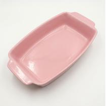 Travessa De Cerâmica Retangular Com Alça Gourmet Vai Ao Forno cor:ROSA Travessa De Cerâmica Retangular Com Alça Gourmet Vai Ao Forno cor:ROSA