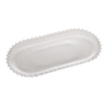 Travessa de Cristal Oval Bolinha Transparente 30 x 15 x 2cm