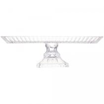 Travessa de mesa retangular lys de vidro com pé wolff Travessa de mesa retangular lys de vidro com pé wolff