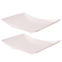 Travessa de plástico retangular 800ml marmorizado com 2 unidades Plasutil ref. 16339