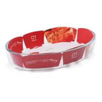 Travessa De Vidro Com Tampa Oval 3 Litros