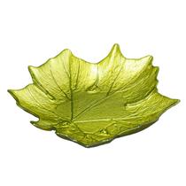 Travessa de Vidro Fall Folha Verde 28x27cm Travessa de Vidro Fall Folha Verde 28x27cm