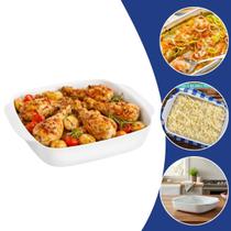 Travessa de Vidro Retangular Refratária 1,7L Forma Opalina Resistente Forno Cozinha